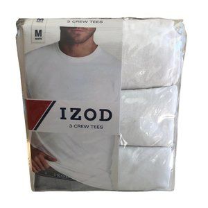 GENUINE IZOD 3 PACK MENS M BIG COTTON WHITE CREW NECK T SHIRTS UNDERSHIRTS